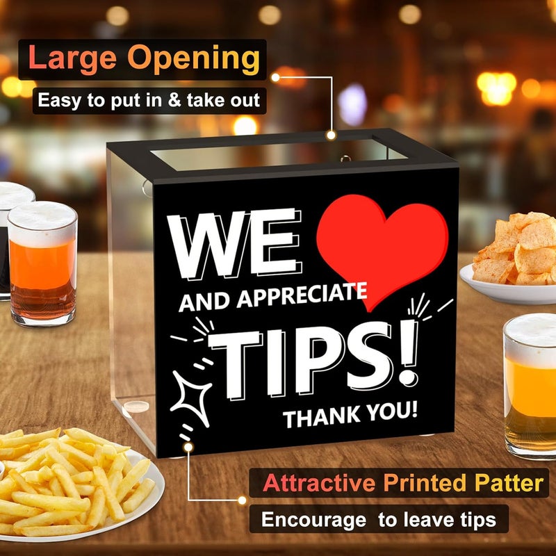 Acfunique 4 PCS Tip Jar for Bartender Acrylic Tip Box for Money Suggestion Donation Jar Box 6 x 4 x 5 Inch Tip Jars Container Collection for Restaurant,Musicians,Driver,Bar - Image 5